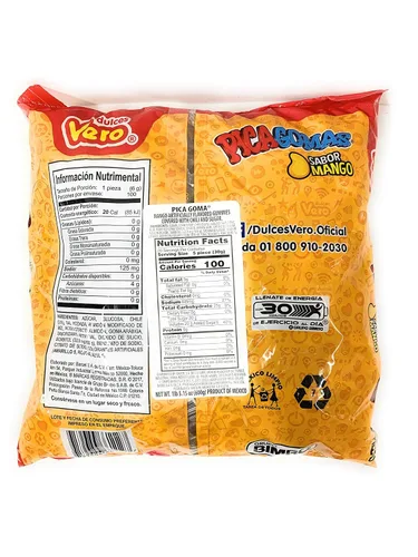 Vista 2 de Vero Pica Gomas - Gomitas de sabor chile, caramelo mexicano, 100 piezas, 1 libra, 5.15 onzas