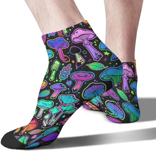 Vista 2 de devor Men Ankle Socks Low Cut Socks for Men's Short Sock Fashionable Mushrooms Funny Mushrooms Magic Mushrooms Plant Forest Sock