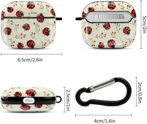 Vista 2 de Linda funda de mariquitas compatible con AirPods 3 con llavero Patrón 304.