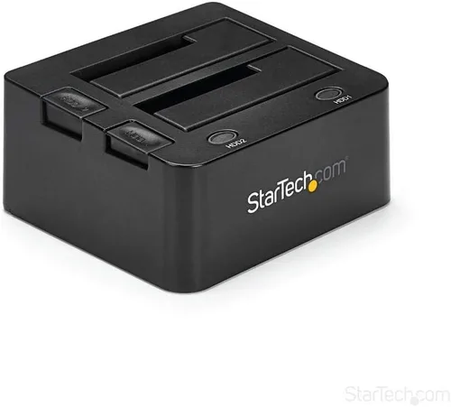 Vista 2 de StarTech.com Estación de acoplamiento USB 3.0 a SATA de doble bahía, base para disco duro USB, externa 2.5/3.5" SATA I/II/III, estación