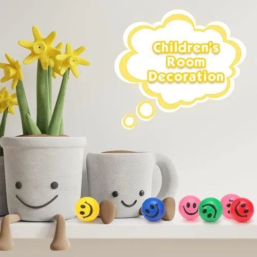 Vista 6 de Skylety 100 piezas de mini bolas de estrés con cara sonriente divertida Stresbe Happy Foam suave de colores para adultos, bolas de alivio