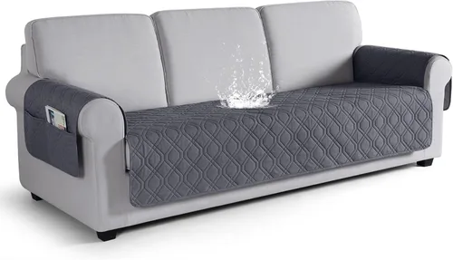 Vista 41 de VANSOFY Funda para Sofá, Fundas de Sofá Impermeables Lavables Forro Protector de Muebles Fundas de Asiento de Sofá Antideslizantes para Perros, Negro