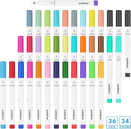 Vista 3 de Bolígrafos de punta fina de 0.4 puntas compatibles con Cricut Joy/Xtra, paquete de 36 bolígrafos surtidos de punta fina para dibujar, escribir, 0.4