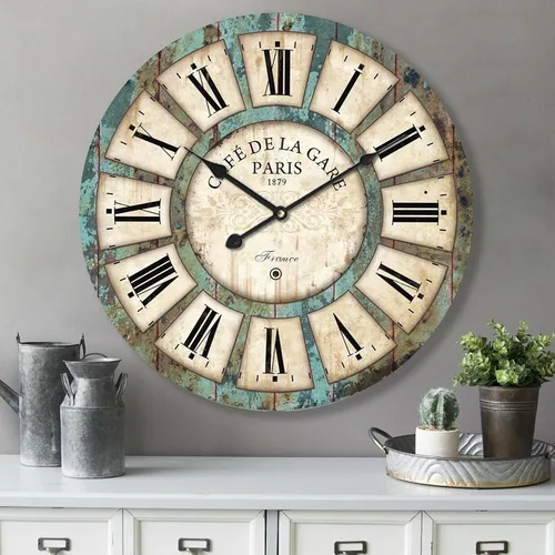 Vista 9 de Reloj de pared rústico grande, silencioso, funciona con pilas, para sala de estar, estilo vintage, de 24 pulgadas, sin tictac, para cocina