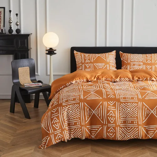 Vista 17 de Simple&Opulence Juego de funda de edredón refrescante estilo bohemio, 3 piezas, diseño geométrico tribal azteca, de lujo, ropa de cama suave