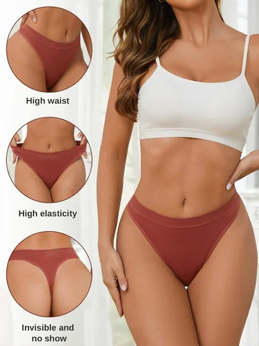 Vista 2 de linccure Tangas transpirables sin costuras ropa interior cómoda para mujer, paquete de 5