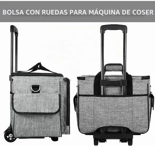 Vista 4 de CAB55 Estuche enrollable para máquina de coser, estuche de transporte desmontable con ruedas, bolsa de transporte con fondo extraíble de madera