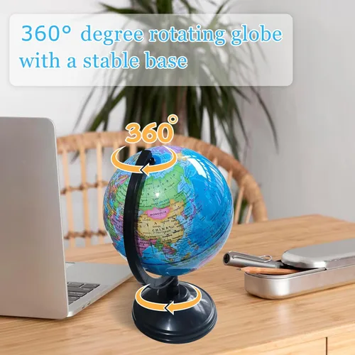 Vista 5 de Globo Geográfico Mundial de 6 Pulgadas, Globos Educativos para Niños con Soporte, Globos Decorativos Rotatorios del Mapa Mundial, Globo Político