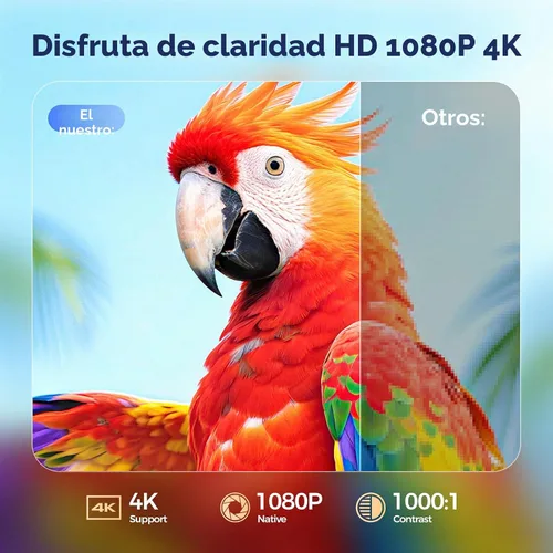 Vista 3 de Mini proyector con WiFi y Bluetooth, proyector inteligente nativo 1080P