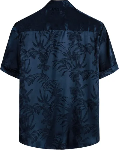 Vista 3 de VATPAVE Camisas de verano jacquard de ajuste regular para hombre, estilo casual, con botones, manga corta, con bolsillo