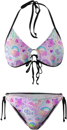 Vista 7 de Bright Mushrooms - Conjunto de bikinis para mujer, diseño de triángulo, 2 piezas, sexy, traje de baño
