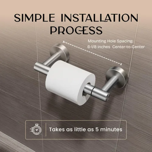 Vista 5 de Day Moon™ Soporte de papel higiénico de níquel cepillado - Soporte de rollo moderno para montaje en pared para baño