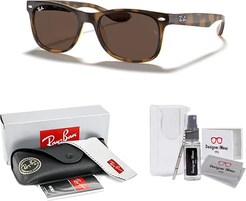 Vista 2 de Ray-Ban Junior XS New Wayfarer RJ9052S - Lentes de sol cuadrados para niños y niñas pequeños + paquete con kit DIW