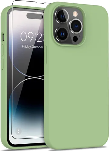 Vista 63 de bemal Funda para iPhone 14 Pro con protector de pantalla, silicona líquida de ajuste delgado, forro de microfibra suave, diseñada para mujeres