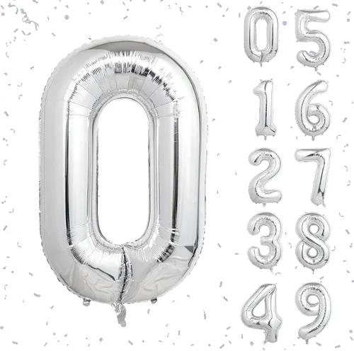 Vista 48 de Globo azul con el número 0, 40 pulgadas, Mylar premium, reutilizable, para decoración de fiesta de cumpleaños