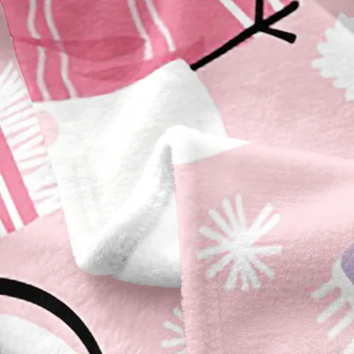 Vista 5 de jejeloiu Manta de Navidad rosa de 40 x 50 pulgadas, manta de franela de forro polar de franela de muñeco de nieve para sofá, árbol de Navidad, manta