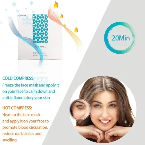 Vista 5 de Paquete de hielo facial/máscara de hielo para alivio facial y ATM, paquete de gel frío caliente reutilizable para recuperación poscirugía, ojos