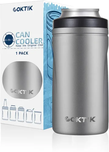Vista 17 de COKTIK 4 en 1 enfriador de latas aislado, enfriador de latas delgadas de doble pared para latas de 12 oz regulares o delgadas y botellas de cerveza