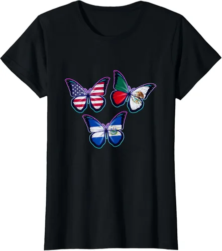 Vista 48 de Multiculti Heritage. Camiseta El Salvador México y Estados Unidos