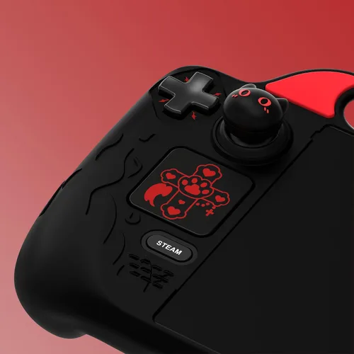 Vista 2 de PlayVital Cute Demon Protective Case for Steam Deck LCD & OLED, Kawaii Anti-Slip Protector for Steam Deck OLED with Thumb Grip Caps & Trackpads