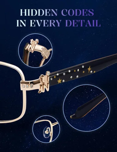 Vista 5 de TIJN Lentes de bloqueo de luz azul para mujeres y hombres, gafas cuadradas de acetato con marco de metal para cosplay y niñas de anime, Rin