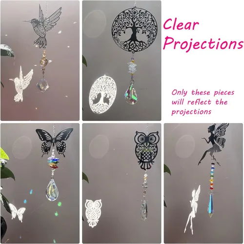 Vista 5 de Atrapasoles de cristal con prismas para ventana colgante, decoración de arco iris para interiores, búho, colibrí, mariposa, prisma, regalo, paquete