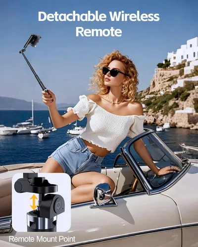 Vista 5 de UBeesize Mini trípode magnético para selfie stick con control remoto recargable, trípode de bolsillo para iPhone/Android, soporte de viaje compacto