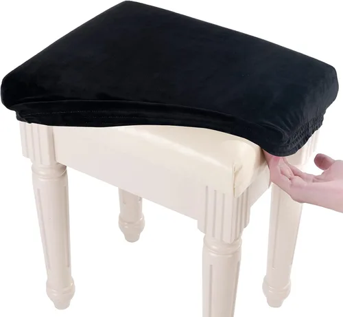Vista 7 de SINOSSO Funda de terciopelo suave para banco de piano para 2 personas, (27.5"- 36.5") L x (12"- 16") A rectángulo elástico lavable funda protectora