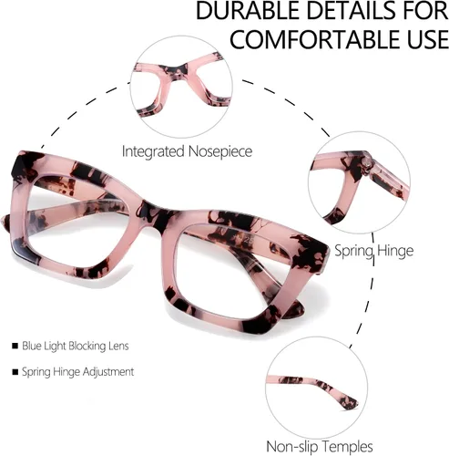 Vista 2 de Oprah - Lentes de lectura estilo Stylis con bloqueo de luz azul y bisagra de resorte para mujer