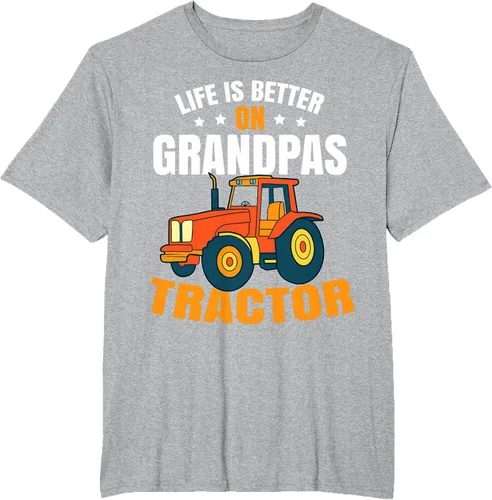 Vista 74 de Life Is Better On Grandpas Tractor Kids Farm Tractor Boy Camiseta, Negro