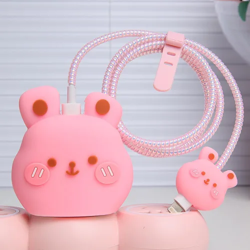 Vista 17 de Funda de Cargador Compatible con iPhone Adaptador de Corriente USB-C de 20W Cargador Diseño de Dibujos Animados Lindo en 3D Funda de Cargador