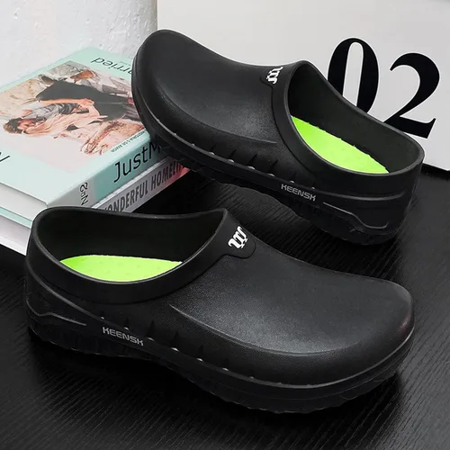 Vista 6 de ihinzry Chef Clogs - Zuecos de trabajo sólidos antideslizantes, impermeables, a prueba de aceite, para personal de restaurante, zapatos de cocina
