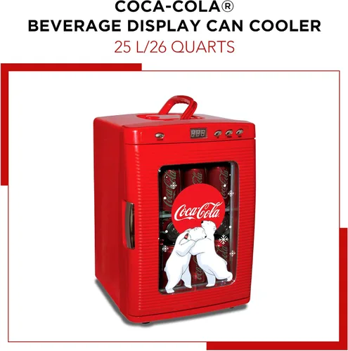 Vista 5 de Mini refrigerador retro de 25 L de Coca-Cola con diseño de oso polar, enfriador/calentador portátil para aperitivos, bebidas, cuidado de la piel