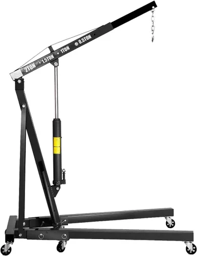 Vista 9 de Goplus - Grúa plegable para motor con capacidad para 2 toneladas, plataforma elevadora, para taller, de acero resistente y 6 ruedas de hierro