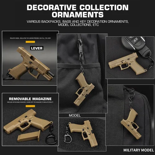 Vista 7 de Llavero con forma de pistola, modelo de pistola, llavero, bolsa, artilugios, colgante, adorno para regalo para hombres, mujeres y amigos