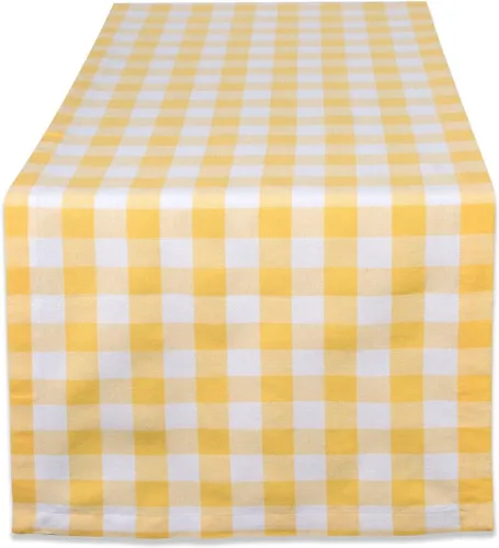 Vista 13 de DII Checkered Tabletop Collection 100% algodón, lavable a máquina, camino de mesa, 14x108, amarillo