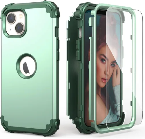 Vista 29 de IDweel Funda para iPhone 13 con Protector de Pantalla, para Funda iPhone 14, Híbrida Resistente a Golpes de Servicio Pesado Protección Cubierta Dura