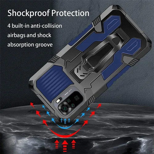 Vista 2 de Funda para Xiaomi Redmi Note 10 4G/Redmi Note 10S con [Paquete de 2] Protector de pantalla de vidrio templado, funda híbrida resistente de doble