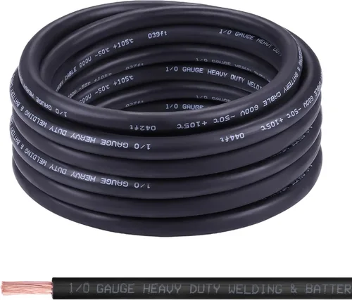Vista 36 de Cable de batería calibre 1/0, 10 pies rojo + 10 pies negro, 1/0 AWG, alambre de cobre puro, cable de soldadura, para automotriz, batería, solar
