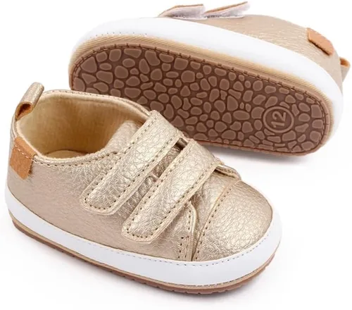 Vista 4 de Baby Shoes Soft Leather Flat Shoes Toddler First Walker Shoes Boys Girls Infant Newborn Sneakers Non-Slip Rubber Sole