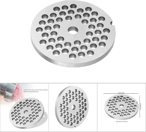 Vista 3 de Fdit Disco de placa para picadora de carne, agujero de 0.197 in, material de aleación, plata, 2.4 x 2.4 x 0.2 pulgadas