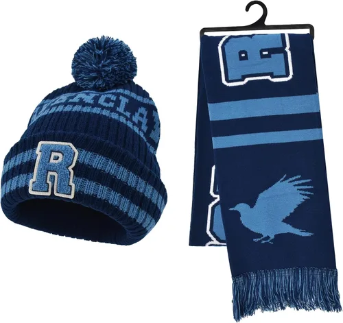 Vista 5 de Concept One Hogwarts - Conjunto de gorro y bufanda unisex de Harry Potter para adultos, gorro de punto de invierno con puño y pompón