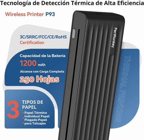 Vista 2 de PeriPage P93 Impresora térmica A4 de transferencia de tatuajes 2 en 1