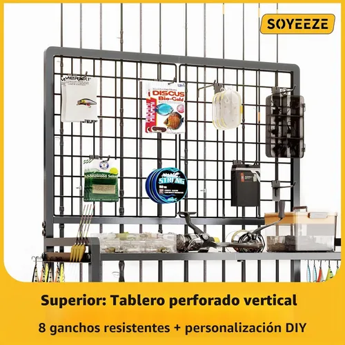 Vista 4 de SOYEEZE Soportes de caña de pescar de gran tamaño para 12 cañas, soportes para caña de pescar rodantes para garaje, soporte de caña de pescar de 3