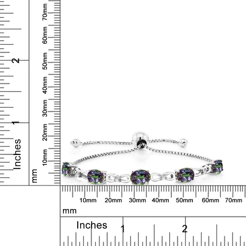 Vista 88 de Gem Stone King Pulsera de tenis de diamantes cultivados en laboratorio con piedra natal de 3-6 quilates para mujer, plata de ley 925, ovalada