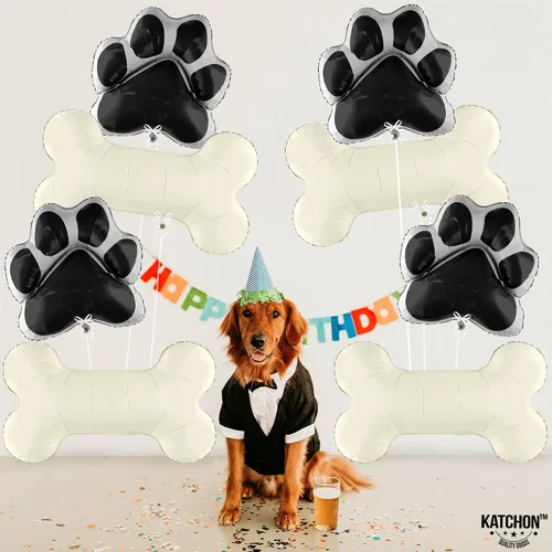 Vista 3 de KatchOn, Globos grandes para perros de 29 pulgadas, paquete de 8, globos de perro para fiesta de cumpleaños, globos con estampado de patas