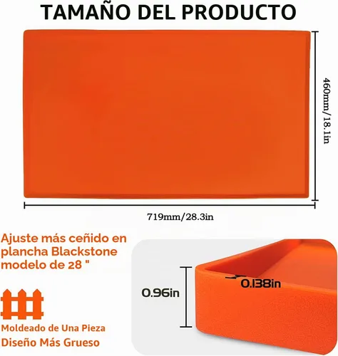 Vista 7 de Cubierta protectora de silicona para parrilla Blackstone de 28 pulgadas, tapete de parrilla de silicona resistente de grado alimenticio, protege