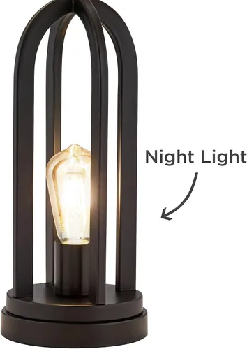 Vista 6 de 360 Lighting Marcel - Juego de 2 lámparas de mesa industriales modernas de 24.25 pulgadas de alto con puerto de carga USB y luz nocturna LED de tela
