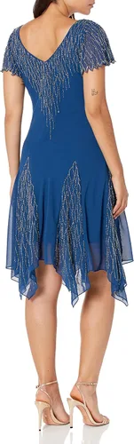 Vista 2 de J Kara Vestido corto con cuentas para mujer