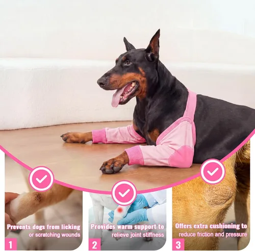 Vista 3 de Funda para patas de perro para patas delanteras, almohadillas protectoras Rosa